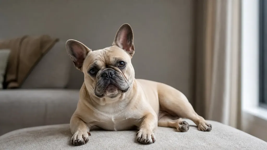 Close-up of a French Bulldog illustrating the breed's distinct facial features.