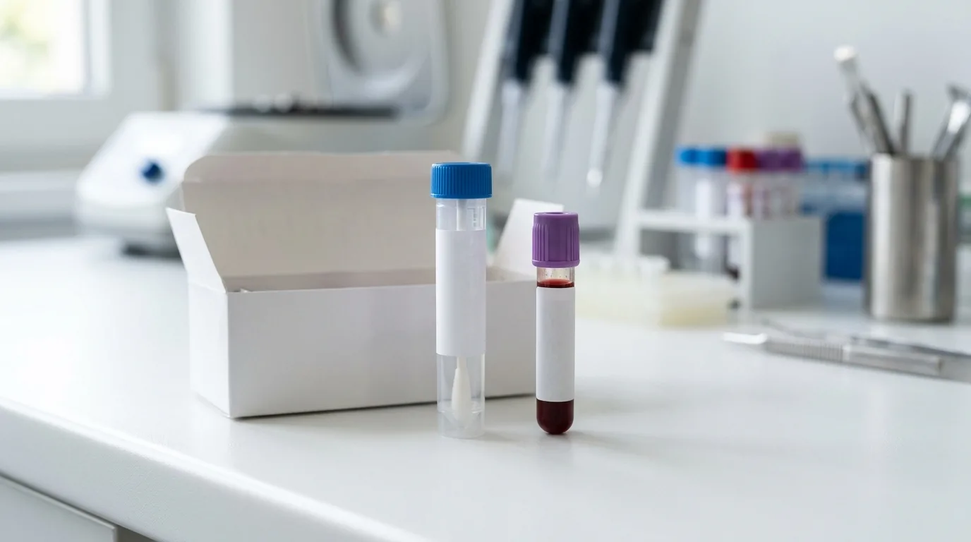 DNA test kit and sample tubes used for Pug Dog Encephalitis genetic testing