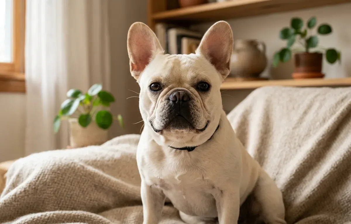 French Bulldog being cared for at home
