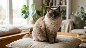 A mink Ragdoll cat featuring a plush seal point coat and signature aqua eyes.