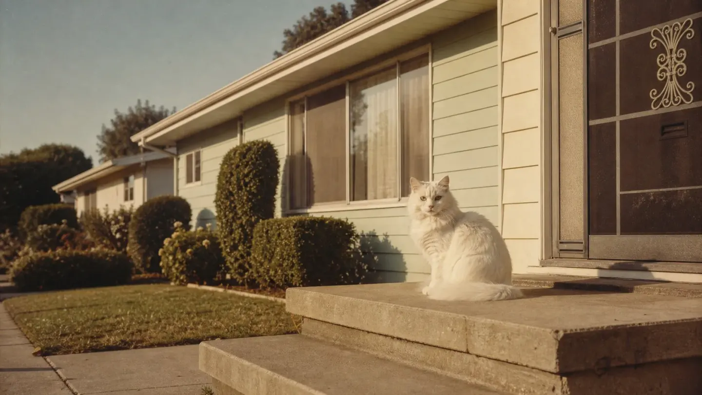 Vintage-style scene evoking the 1960s California origin of the Ragdoll cat breed