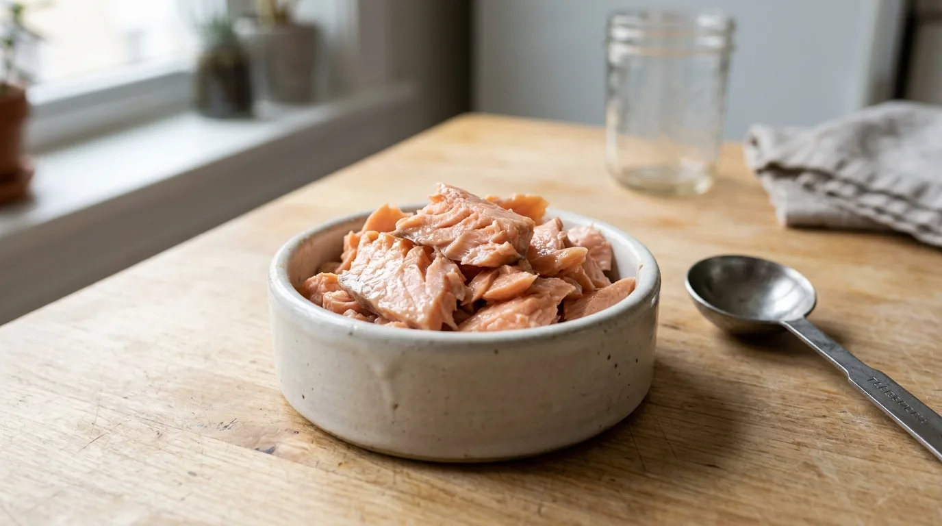 Cooked salmon flakes rich in omega-3 fatty acids for French Bulldogs