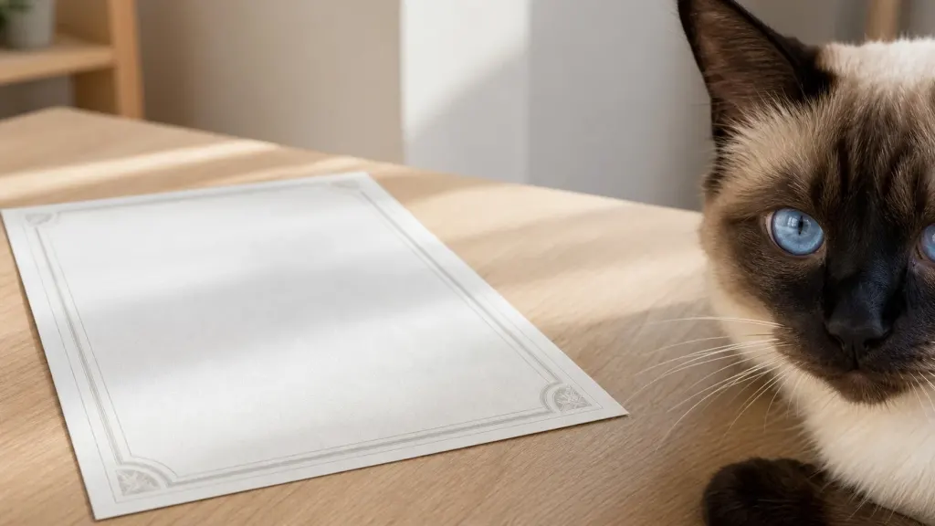 Pedigree document and blue eye inspection elements used to verify genuine Ragdoll cats vs solid black look-alikes