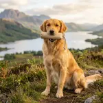Adult Golden Retriever showcasing its radiant coat and gentle retrieving instinct in a park setting.