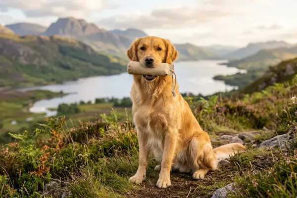 Adult Golden Retriever showcasing its radiant coat and gentle retrieving instinct in a park setting.