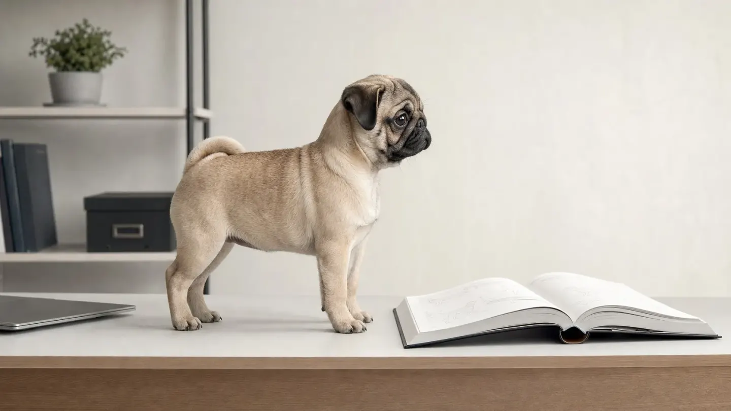 Pug breed classification book illustrating international kennel club categories