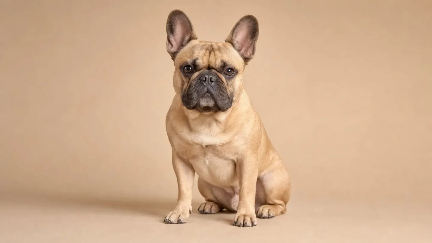 An adult French Bulldog featuring standard erect bat ears according to kennel club guidelines.