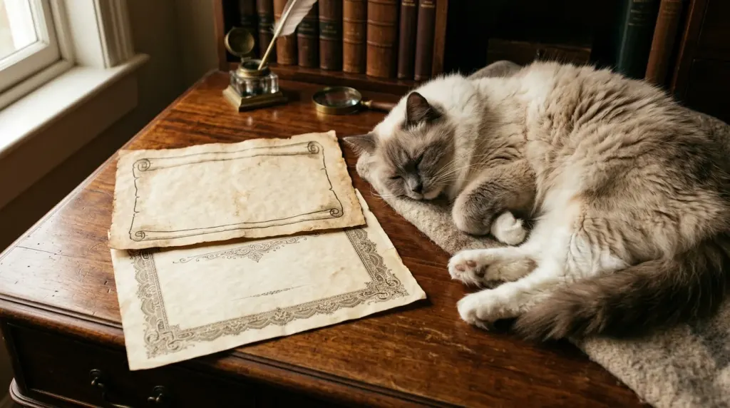 A veterinarian examining a calm Ragdoll cat, debunking origin myths about their limpness and pain tolerance.